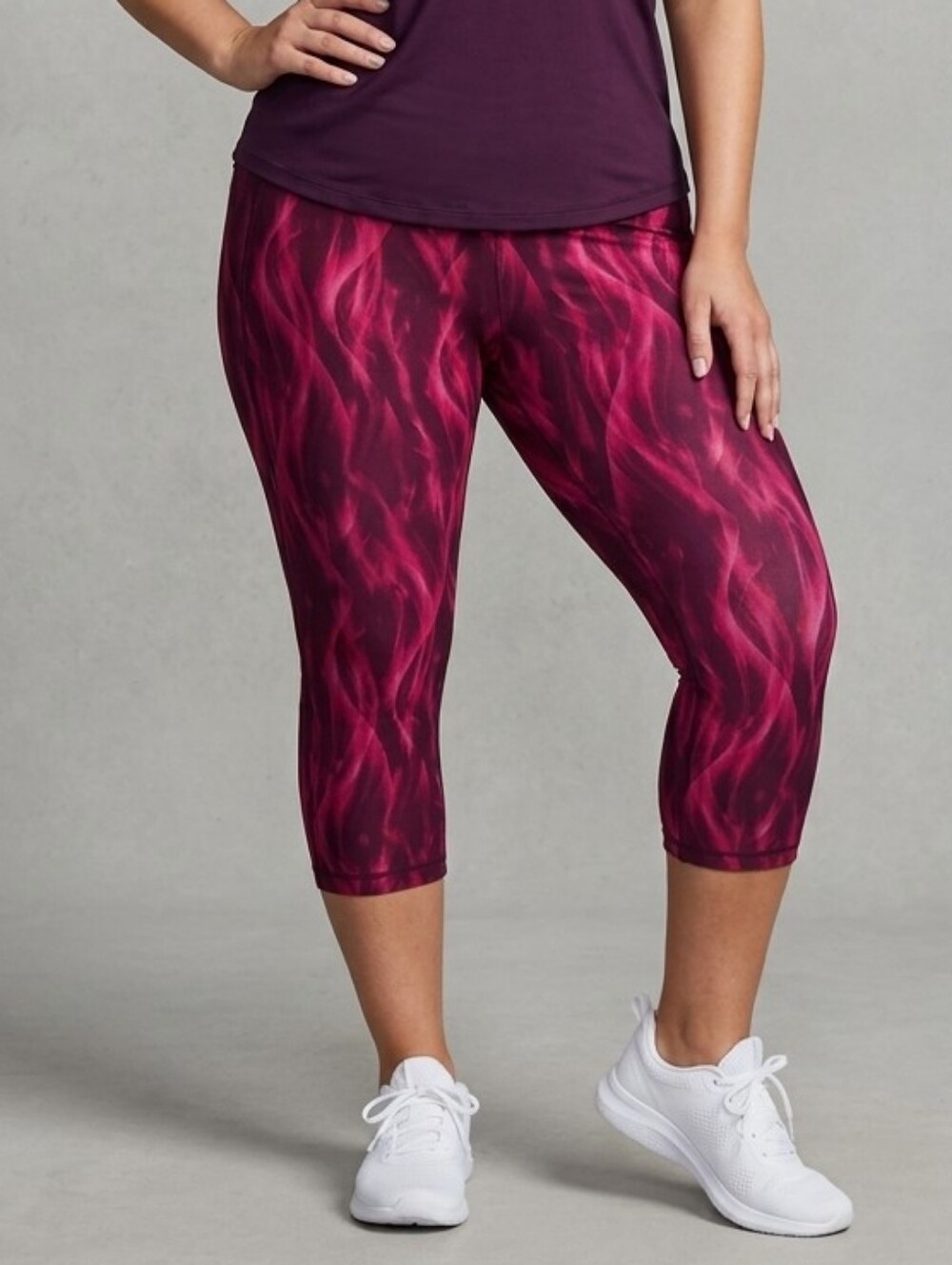 DANSKIN Magenta Patterned Crop Leggings Plus Size XXL - Picture 3 of 11
